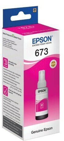 Чернила EPSON 673 (T6733) для СНПЧ Epson L800/L805/L810/L850/L1800, пурпурные, оригинальные, C13T67334A/398