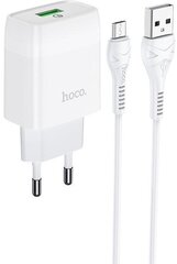 Сетевое зарядное устройство 1USB 3.0A QC3.0 быстрая зарядка с кабелем micro USB Hoco C72Q 1м White