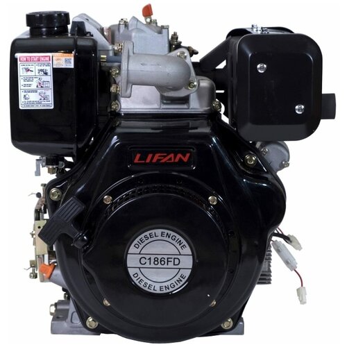 lifan двигатель lifan diesel 178f вал 25мм Двигатель дизельный Lifan Diesel 186FD D25 6A (9.2л. с, 418куб. см, вал 25мм, ручной и электрический старт катушка 6А)