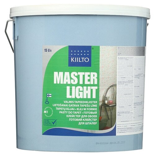 Клей для Обоев 15л Kiilto Master Light для Приклеивания Бумажных Обоев и Виниловых на Бумажной Основе