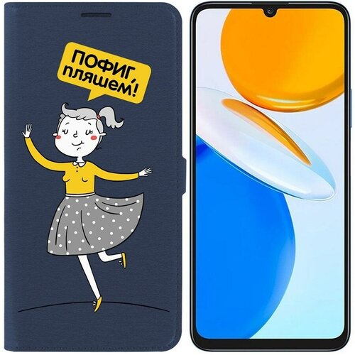 Чехол-книжка Krutoff Eco Book для Honor X7 Пофиг, пляшем! (синий) чехол книжка krutoff eco book для xiaomi poco c40 пофиг пляшем синий