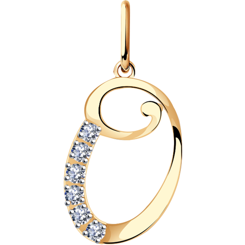 Подвеска Diamant online, красное золото, 585 проба, фианит, размер 1.9 см.