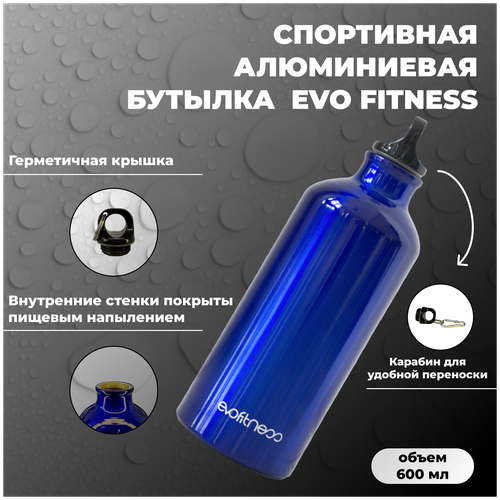 Спортивная алюминиевая бутылка EVO FITNESS, 600 мл