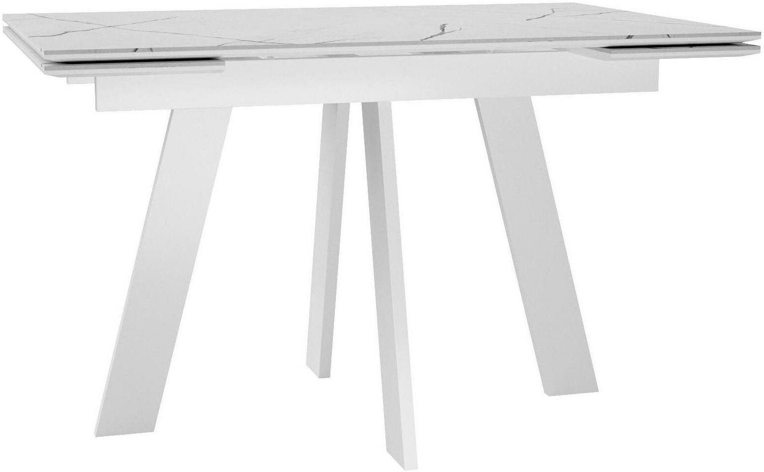 Стол DikLine SKM120 Керамика Белый мрамор/подстолье белое/опоры белые (2 уп.)