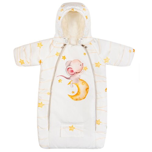 фото Комбинезон-конверт сонный гномик размер 62, белоснежный с рисунком