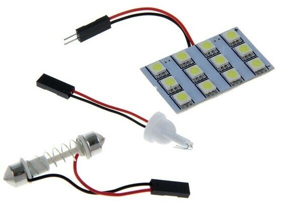 Автолампа светодиодная Cartage, 12 В, 12 SMD-5050, свет белый (арт. 1059213)