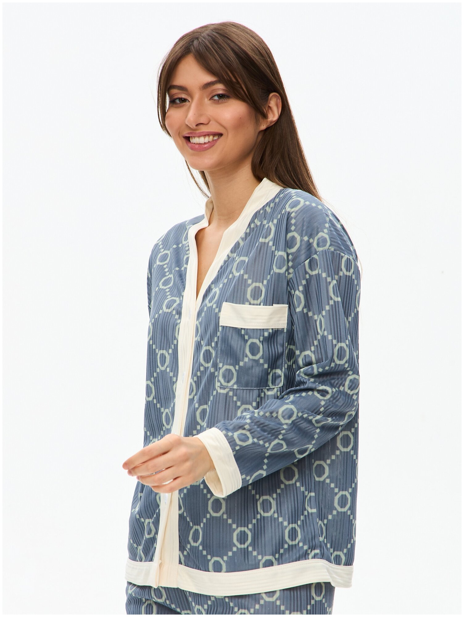Пижама женская с брюками и рубашкой для сна, домашняя одежда 48/XXL размер - фотография № 5