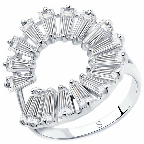 фото Sokolov кольцо из серебра с фианитами 94012989, размер 18