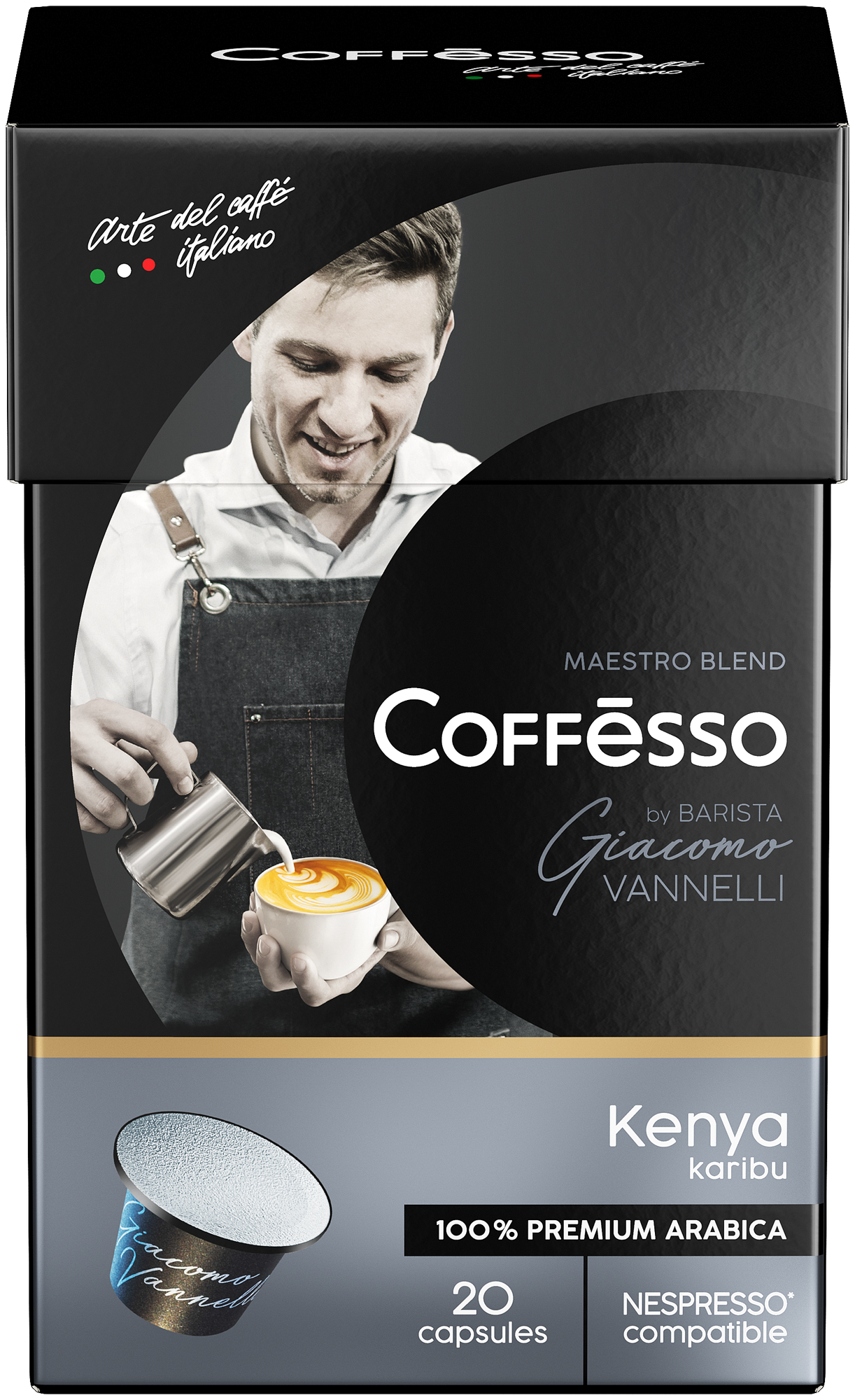 Кофе Coffesso "Vannelli Black Kenia" капсула 100 гр, 20 шт по 5 гр - фотография № 1