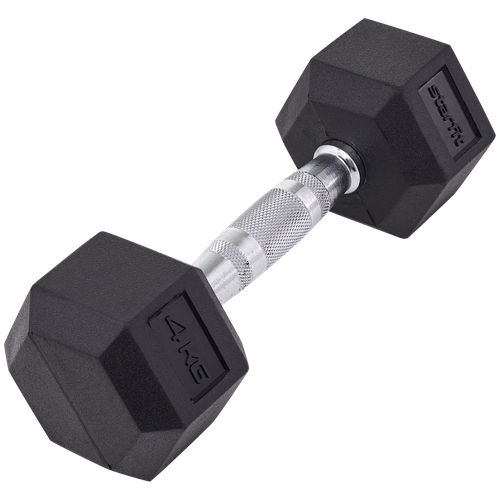 Гантель гексагональная STARFIT DB-301 4 кг, обрезиненная, черный, 2 шт