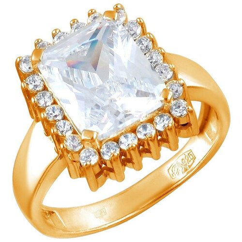 фото Эстет кольцо с 23 фианитами из серебра с позолотой 01к1511419а, размер 19