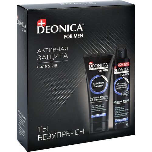 Подарочный набор Deonica For Men Активная защита антиперспирант шампунь-гель 729₽