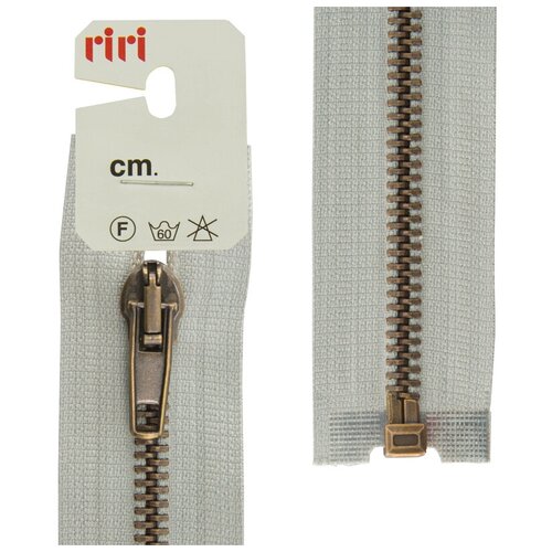 фото Молния металл разъёмная, 1 замок, at, 5 мм, 80 см, цвет тесьмы 2118, светло-серый riri