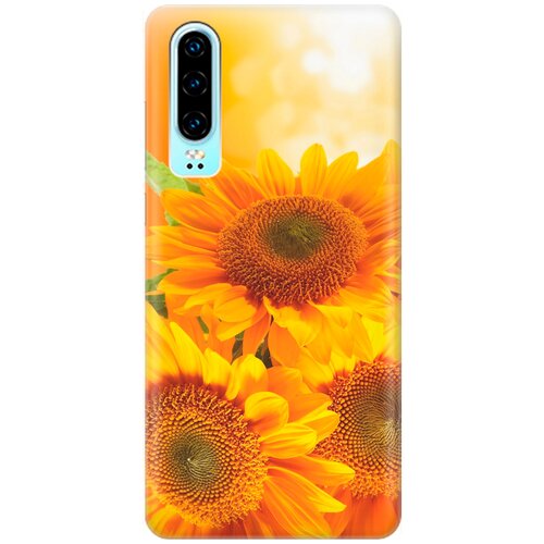 фото Re:pa накладка transparent для huawei p30 с принтом "три подсолнуха"