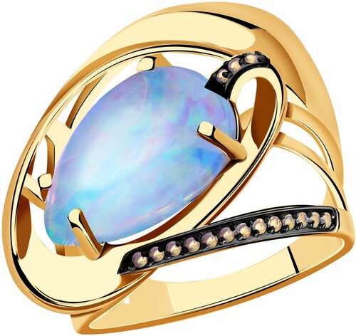 Кольцо Diamant online, золото, 585 проба, опал, фианит, размер 19