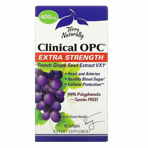 Terry Naturally, Clinical OPC, с повышенной силой действия, 400 мг, 60 мягких таблеток