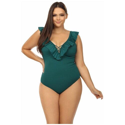 фото Совместный купальник с романтичными оборками, изумрудный, 90/44 lorin