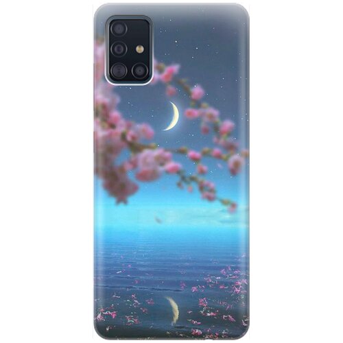 фото Ультратонкий силиконовый чехол-накладка для samsung galaxy a51 с принтом "месяц и сакура" gosso