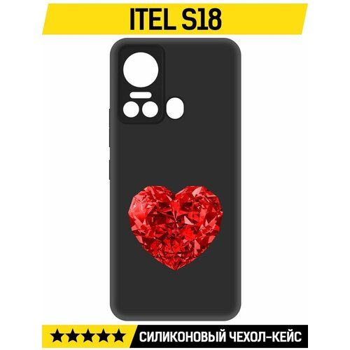 Чехол-накладка Krutoff Soft Case Рубиновое сердце для ITEL S18 черный чехол накладка krutoff soft case рубиновое сердце для itel a27 черный