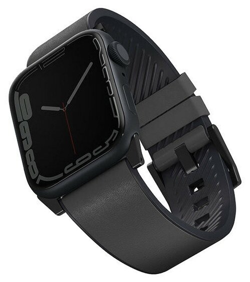 Ремешок Uniq Straden Waterproof Leather/Silicone для Apple Watch 49/45/44/42 мм, цвет Серый (45MM-STRAGRY)