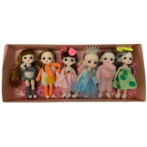 Набор шарнирных кукол 6 штук в подарочной упаковке
