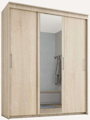 Изображение товара Шкаф купе Визэр 3, Легкомаркет, 180х45х220, белье/платье, дуб сонома, ручка рейлинг