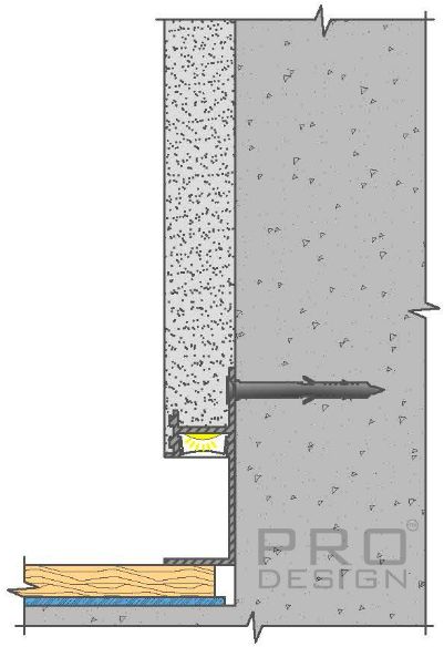 Теневой плинтус скрытого монтажа Pro Design 7210 B с пяточкой черный RAL 9005 1 шт. 2700х48.5х17,5 мм