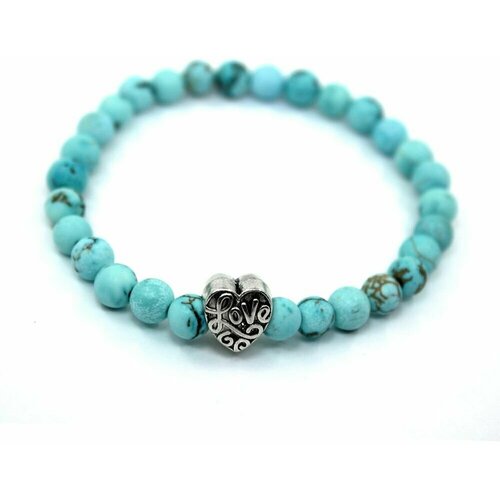фото Handinsilver ( посеребриручку ) браслет из матовой бирюзы 6мм с сердцем