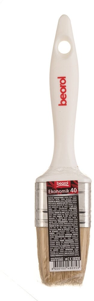 Кисть плоская натуральная щетина Beorol 40х15 мм для эмалей и лаков на алкидной основе — фото 5