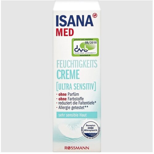ISANA MED Feuchtigkeits creme ultra sensitiv Дневной крем для чувствительной кожи лица с коэнзимом Q10 и витамином Е, 50 мл