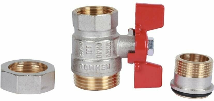 RBV-0005-0510220 ROMMER Шаровой кран с американкой 3/4" ВН/НР, ручка бабочка - фотография № 3