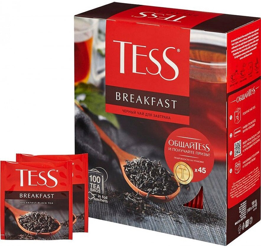 Чай Tess Breakfast черный классический 100пак. 180гр карт/уп. (1446-09) - фото №8