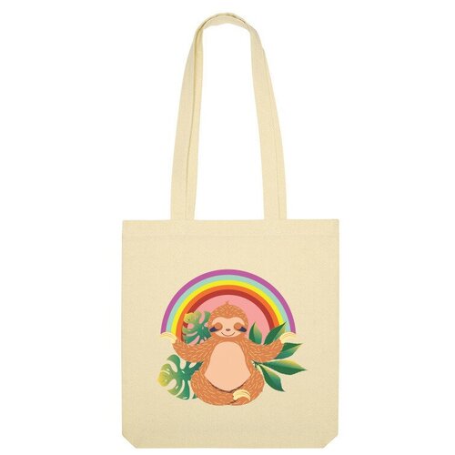 Сумка шоппер Us Basic, бежевый сумка медитирующий ленивец оранжевый