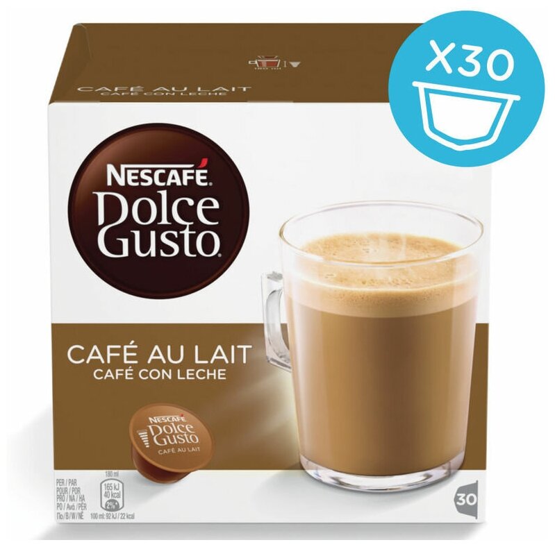 Кофе в капсулах Cafe Au Lait для Nescafe Dolce Gusto, 30 капсул х 1 уп