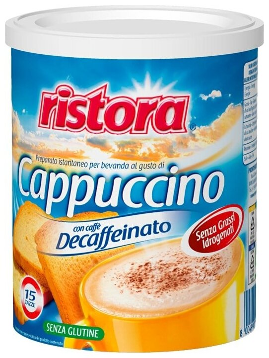 Капучино растворимый без кофеина Ristora "LATTINO Decaffeinato", 250 гр. - фотография № 1