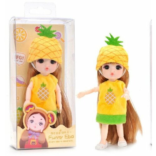 фото Кукла для девочек "ананасик" 15см, фруктовые подружки, желтый, зеленый estabella