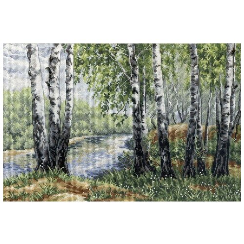 фото Набор вечерний пруд вышивка лентами 25,5х35 каролинка кл(н)-3006