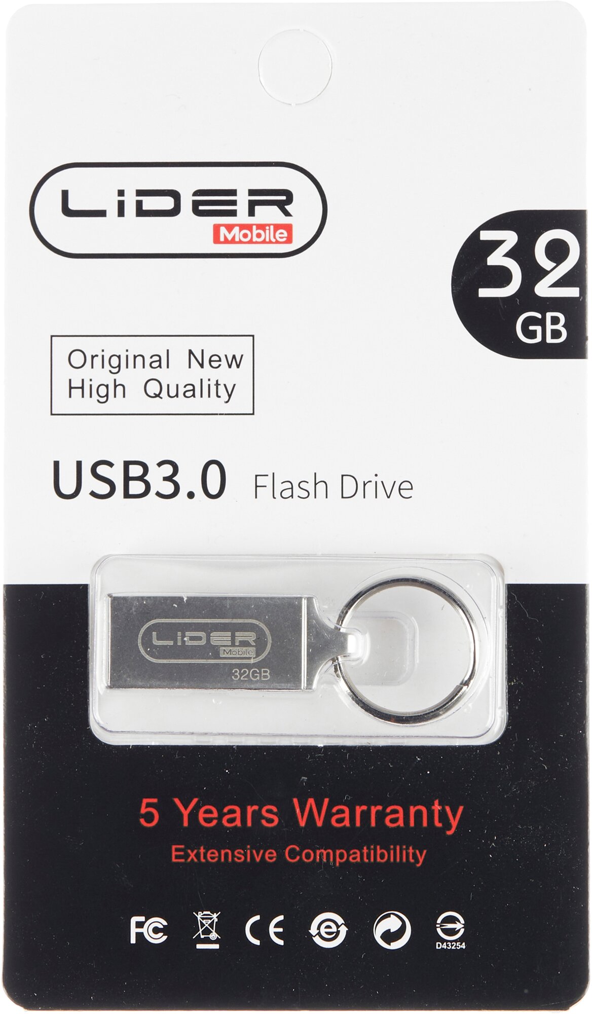 USB Флеш-накопитель Lider mobile 3.0 High Quality 32 ГБ/Водонепроницаемый чип/ Cеребристый