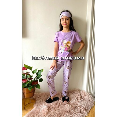 Пижама Pijakids, футболка, брюки, размер 110, фиолетовый