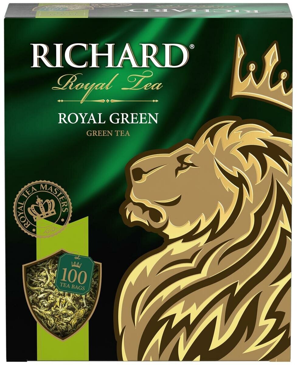 Чай Richard "Royal Green", зеленый, 100 пакетиков