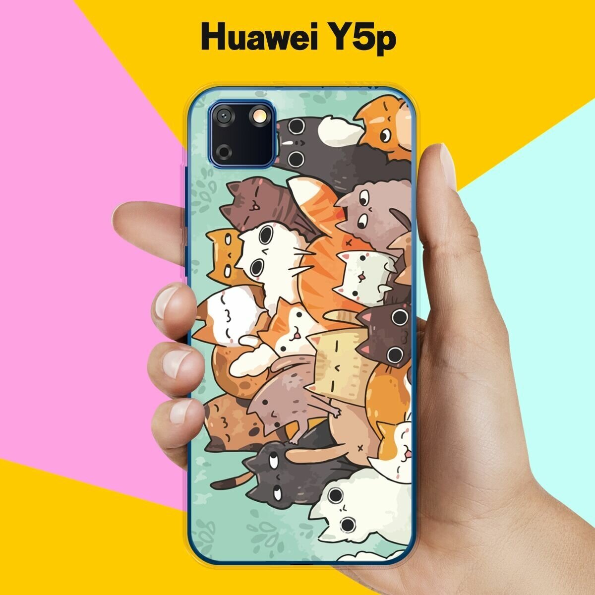Силиконовый чехол на Huawei Y5p Много котов / для Хуавей У5п