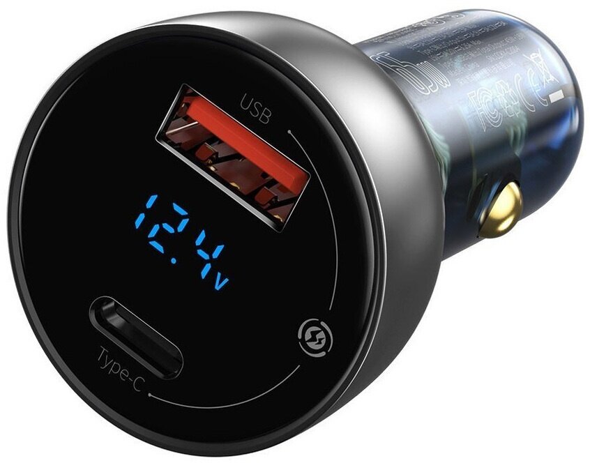 Автомобильное зарядное устройство Baseus Particular Digital Display QC+PPS Dual Quick Charger Car Charger 65W U+C Silver (CCKX-C0A)