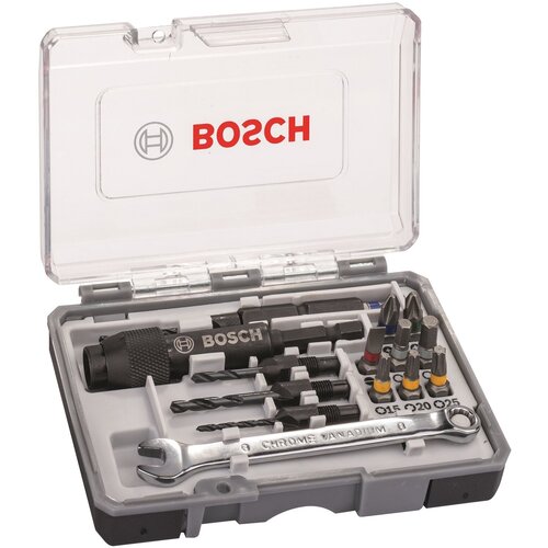 набор бит и свёрл bosch mini x line 2 607 017 161 14 предм Набор бит и свёрл BOSCH 2.607.002.786, 20 предм., серебристый