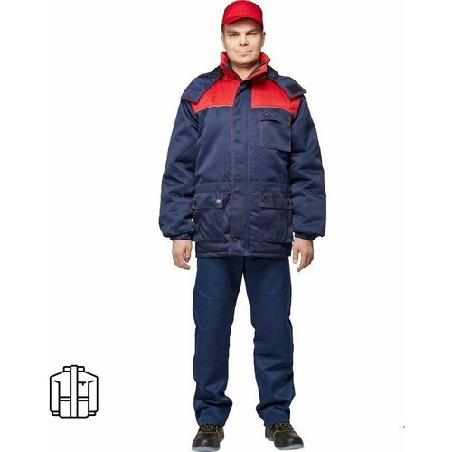 Куртка рабочая зимняя мужская з08-КУ синяя/красная (размер 56-58 рост 170-176)