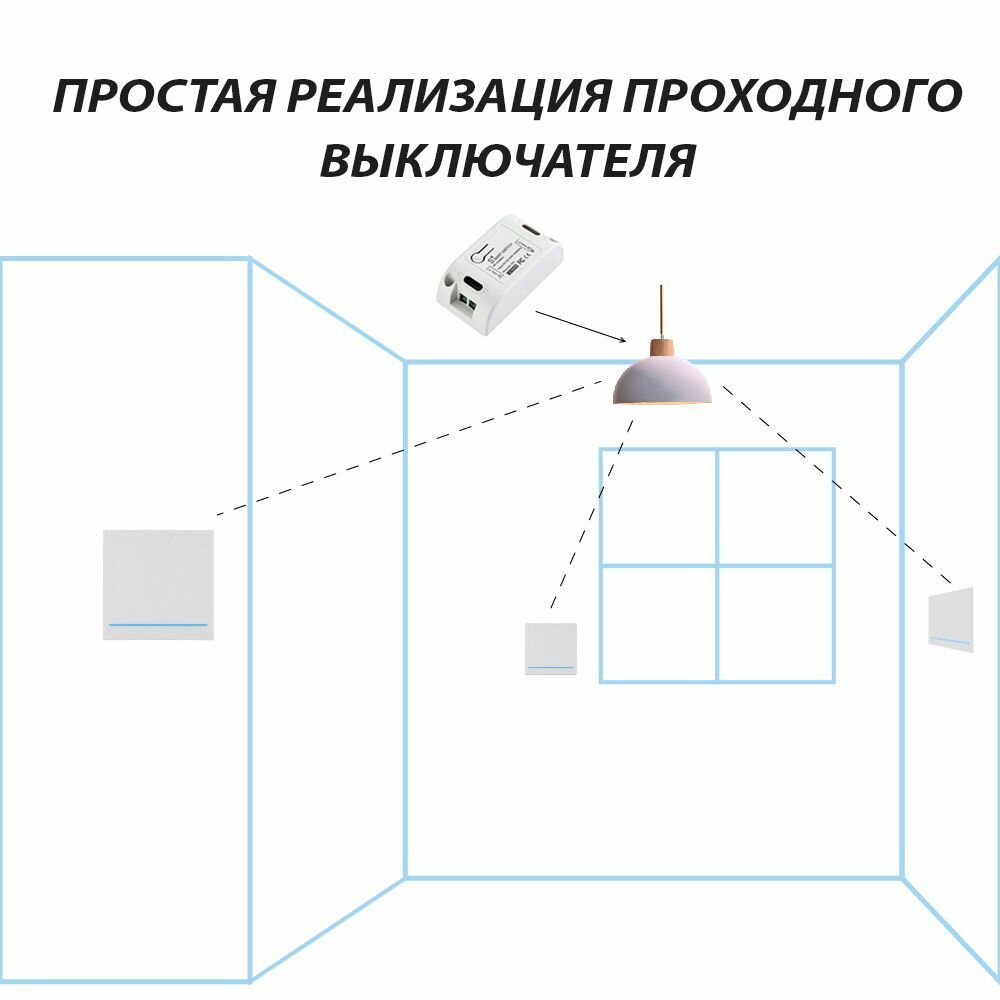 Дистанционный (беспроводной) выключатель 1 клавиша, белый с полоской (с одним реле в комплекте) - фотография № 9