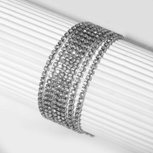 фото Браслет queen fair, стразы, размер 17 см, белый, серебряный