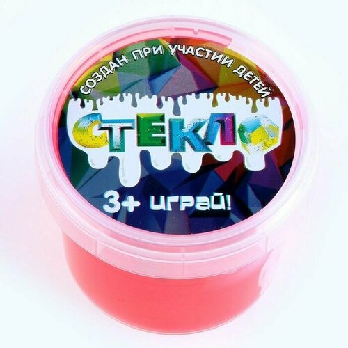 Слайм Стекло красный с капсулой золото внутри 90 г в банке 551₽