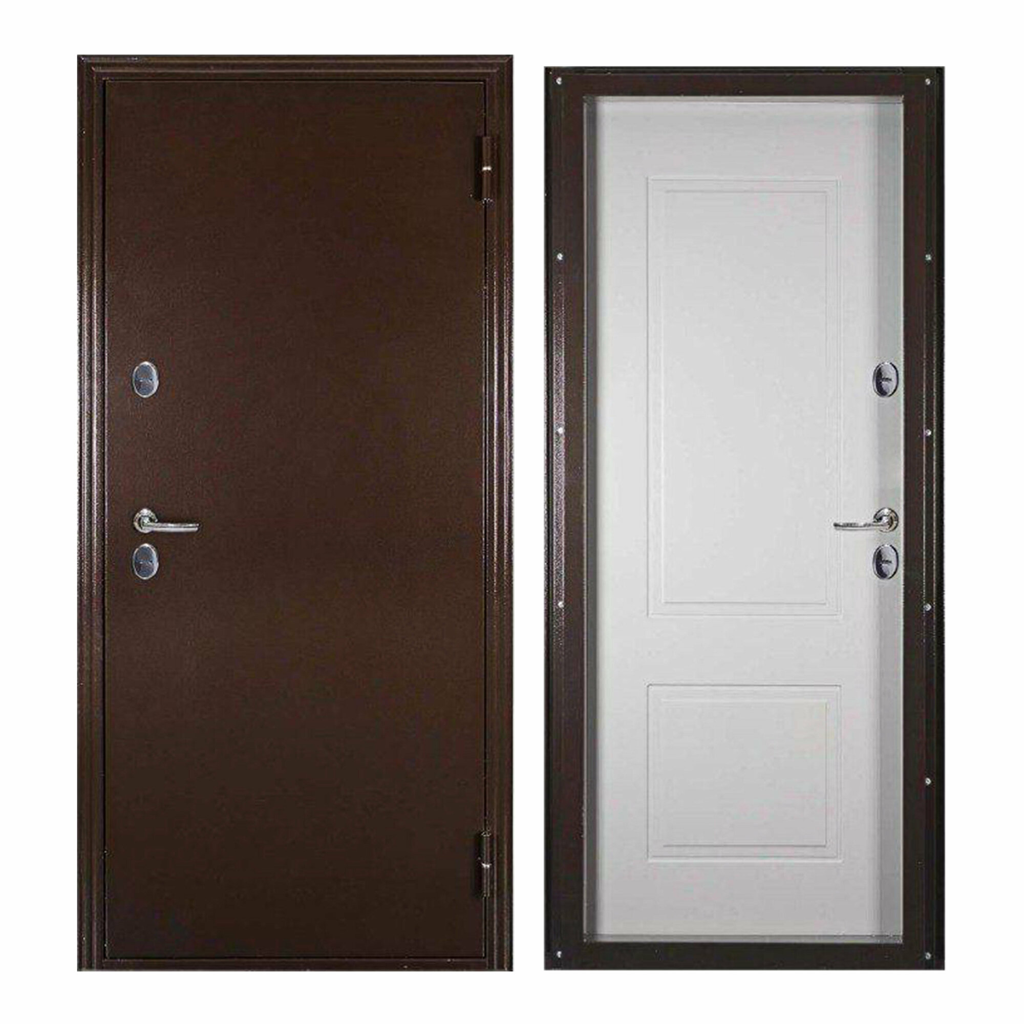 Дверь входная ProLine для дома Термо Лайт 870х2050 правый, терморазрыв, тепло-шумоизоляция, антикоррозийная защита, коричневый/белый - фотография № 1