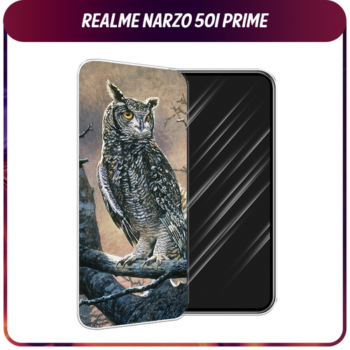 Силиконовый чехол на Realme Narzo 50i Prime / Реалми Нарзо 50i Прайм Сова арт 5 силиконовый чехол на realme narzo 50i prime реалми нарзо 50i прайм санкт петербург коллаж прозрачный