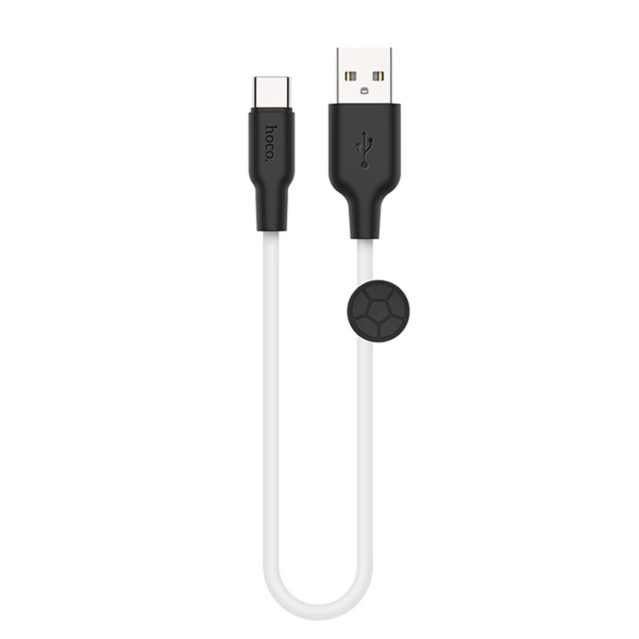 Кабель USB HOCO X21 Plus Silicone USB - Type-C, 3A, 25 см, белый+черный